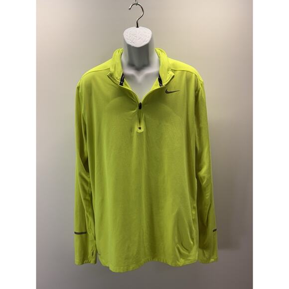 Nike Running 1/4 Zip Jacket Sweatshirt Dri Fit Neon Athletic Mens Sz XL Stains - Picture 3 of 11